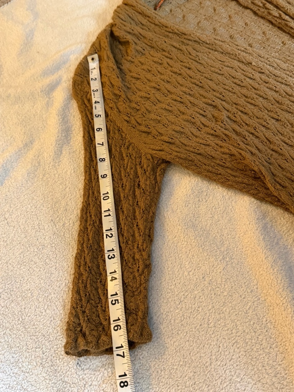 Kuna | 100% Baby Alpaca Longline Open Cardigan Tan Textured Knit | M - Picture 12 of 13